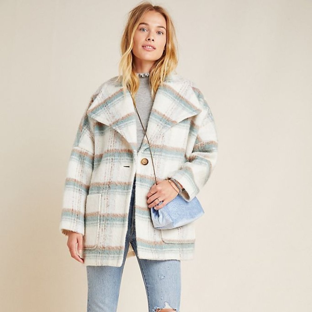 NEW Anthropologie Elsa Plaid Coat